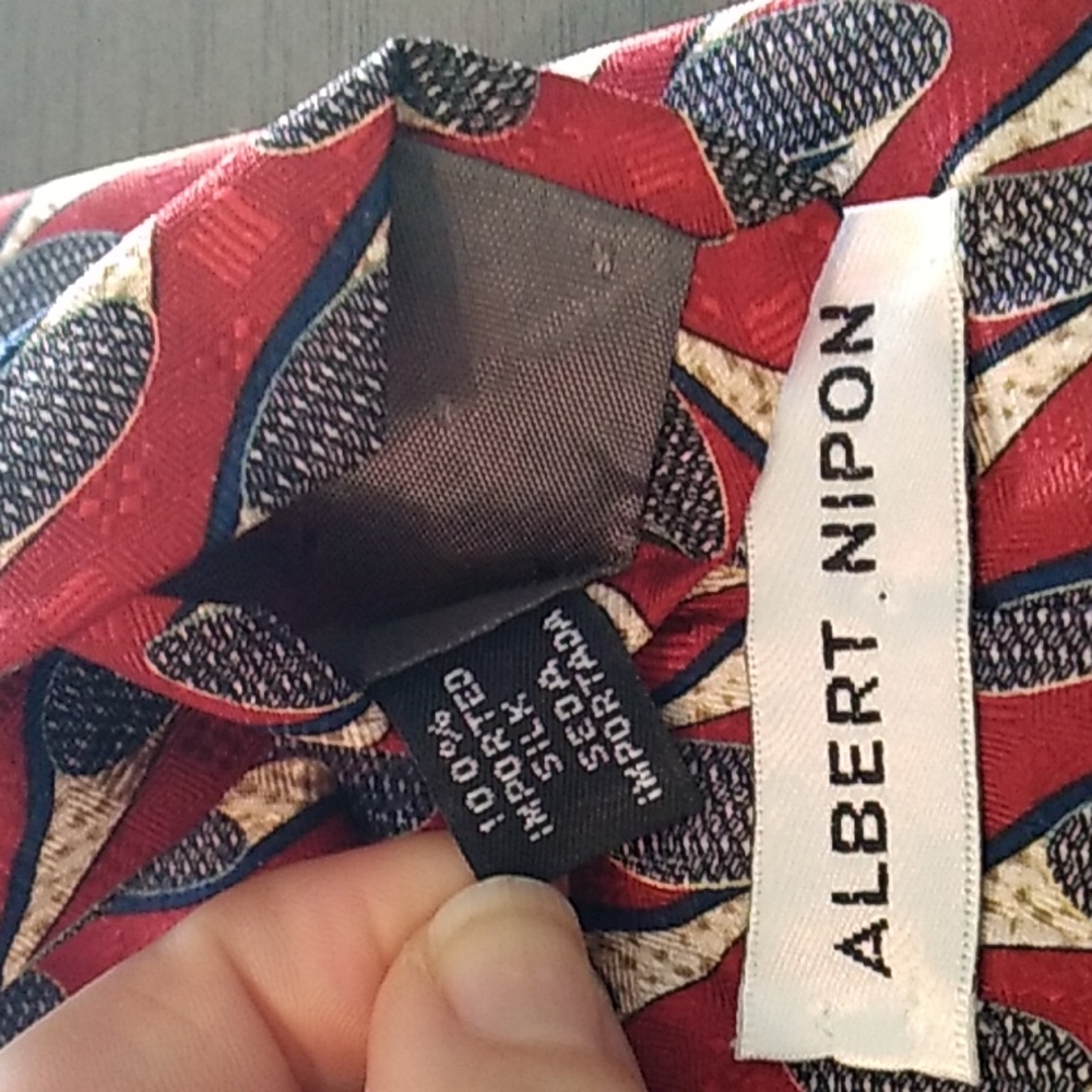 Albert Nipon Vintage Red Silk Necktie - image 5